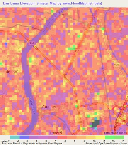 Ban Lama,Thailand Elevation Map
