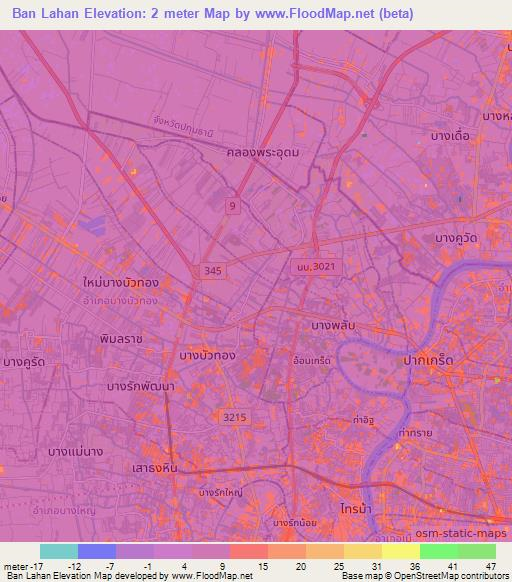Ban Lahan,Thailand Elevation Map
