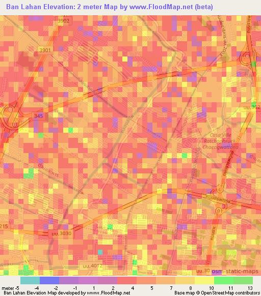 Ban Lahan,Thailand Elevation Map