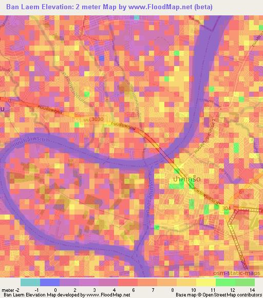 Ban Laem,Thailand Elevation Map