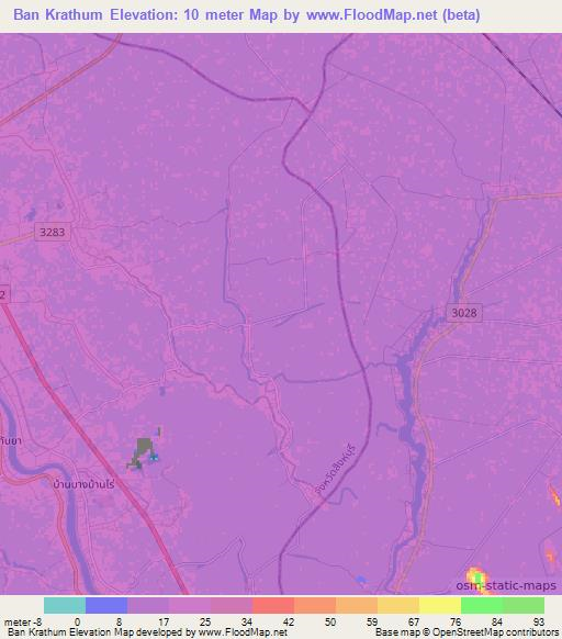 Ban Krathum,Thailand Elevation Map