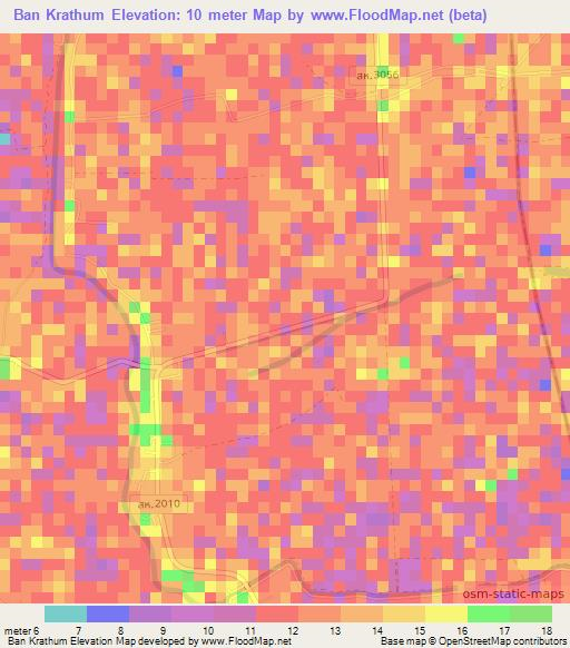 Ban Krathum,Thailand Elevation Map