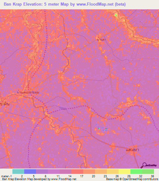Ban Krap,Thailand Elevation Map