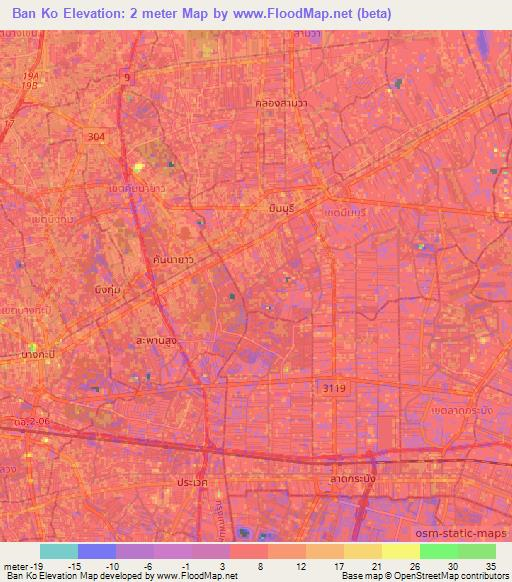 Ban Ko,Thailand Elevation Map