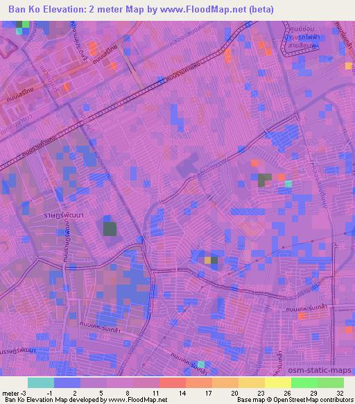 Ban Ko,Thailand Elevation Map
