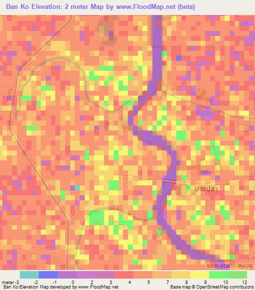Ban Ko,Thailand Elevation Map