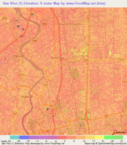 Ban Klon (1),Thailand Elevation Map