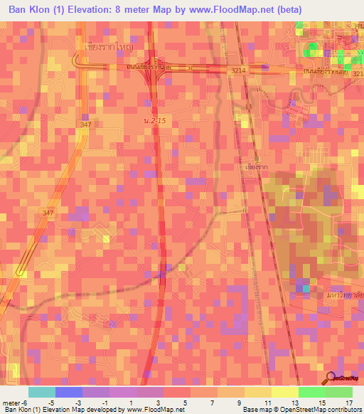 Ban Klon (1),Thailand Elevation Map