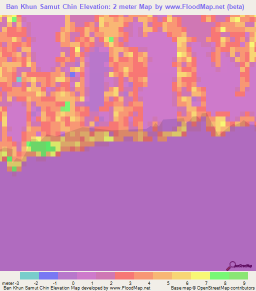 Ban Khun Samut Chin,Thailand Elevation Map