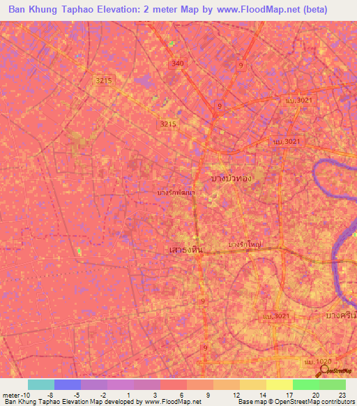 Ban Khung Taphao,Thailand Elevation Map
