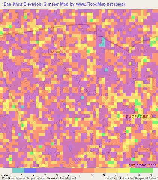 Ban Khru,Thailand Elevation Map