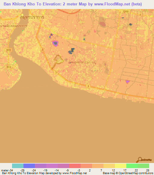 Ban Khlong Kho To,Thailand Elevation Map