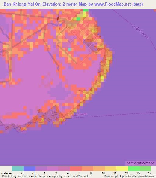 Ban Khlong Yai-On,Thailand Elevation Map