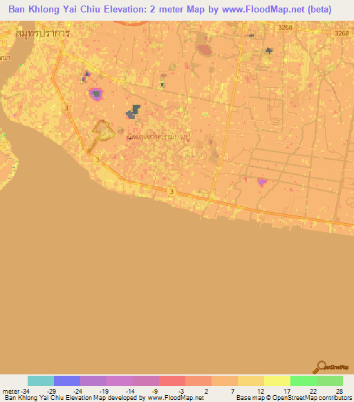 Ban Khlong Yai Chiu,Thailand Elevation Map