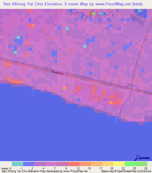 Ban Khlong Yai Chiu,Thailand Elevation Map