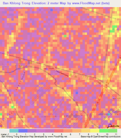 Ban Khlong Trong,Thailand Elevation Map