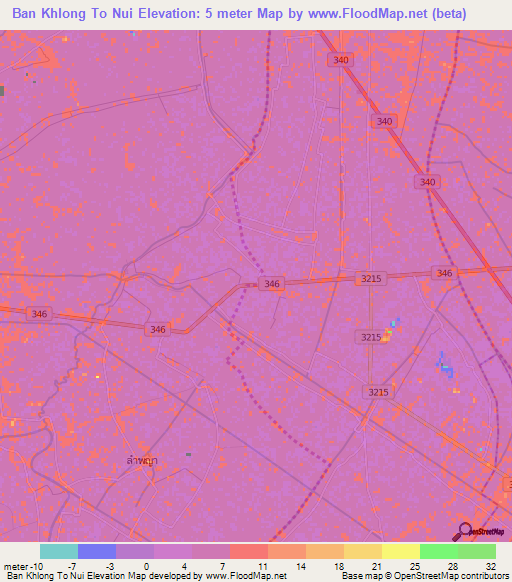 Ban Khlong To Nui,Thailand Elevation Map