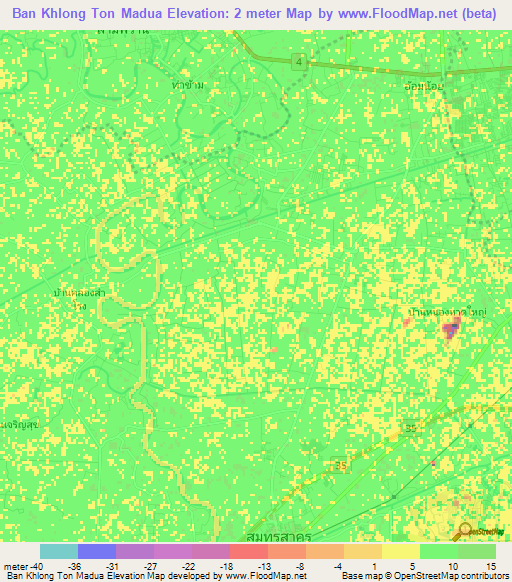 Ban Khlong Ton Madua,Thailand Elevation Map