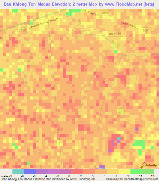 Ban Khlong Ton Madua,Thailand Elevation Map