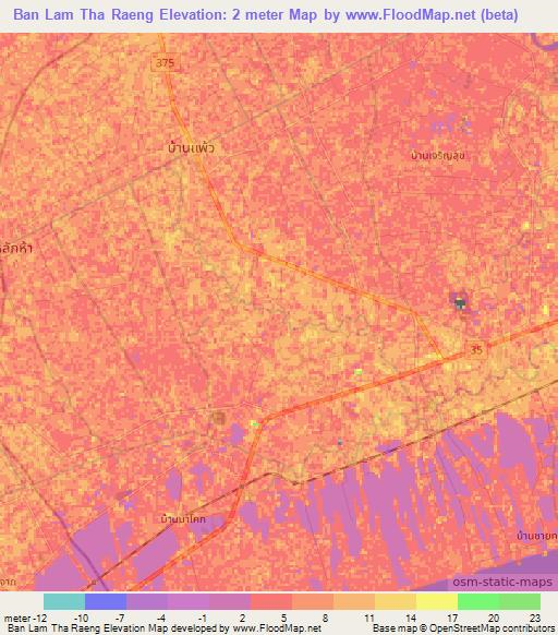 Ban Lam Tha Raeng,Thailand Elevation Map