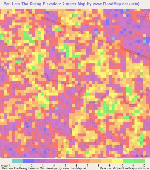 Ban Lam Tha Raeng,Thailand Elevation Map