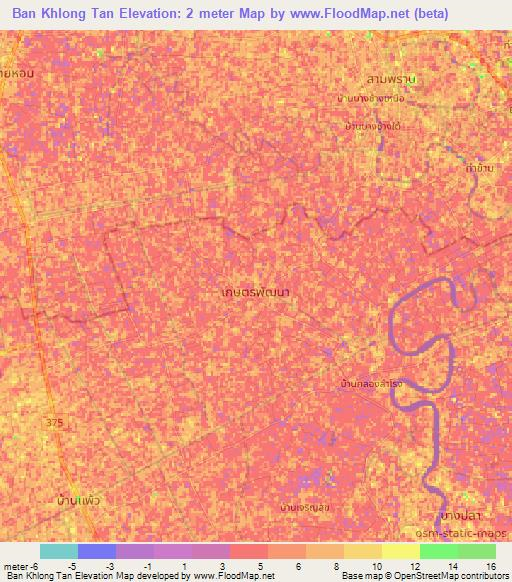 Ban Khlong Tan,Thailand Elevation Map
