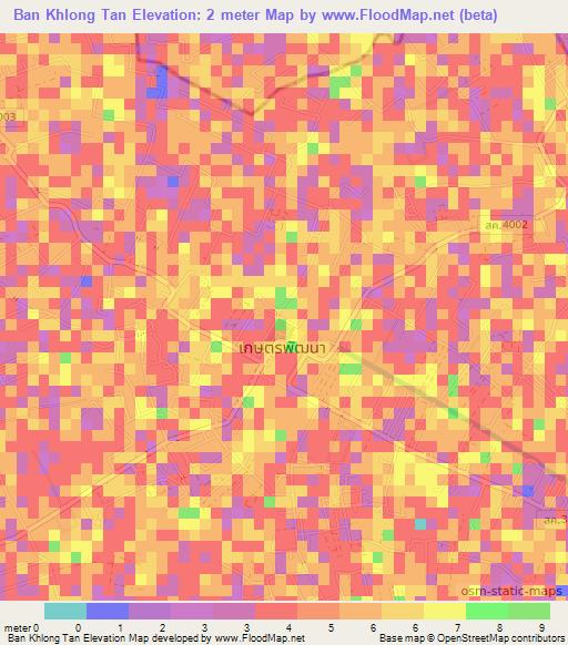 Ban Khlong Tan,Thailand Elevation Map