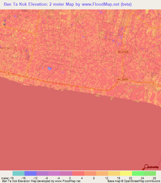 Ban Ta Kok,Thailand Elevation Map