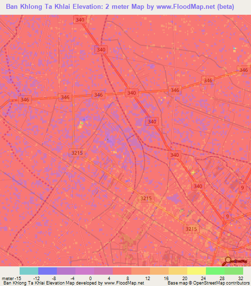 Ban Khlong Ta Khlai,Thailand Elevation Map
