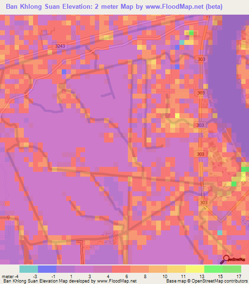 Ban Khlong Suan,Thailand Elevation Map