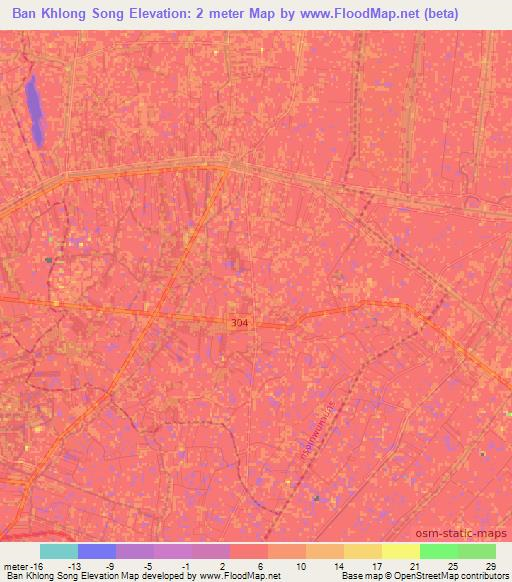 Ban Khlong Song,Thailand Elevation Map