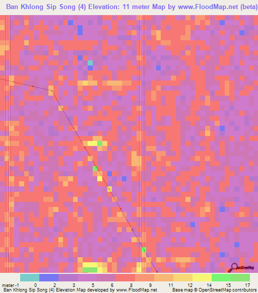 Ban Khlong Sip Song (4),Thailand Elevation Map