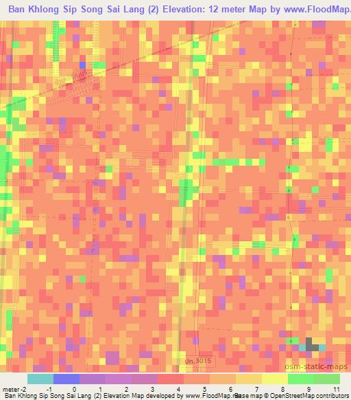 Ban Khlong Sip Song Sai Lang (2),Thailand Elevation Map