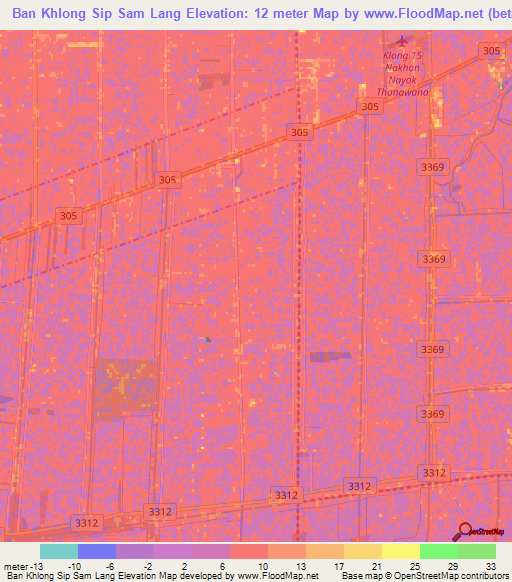 Ban Khlong Sip Sam Lang,Thailand Elevation Map