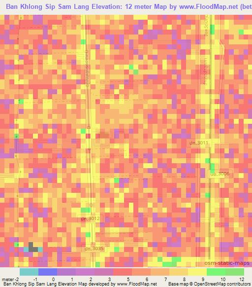 Ban Khlong Sip Sam Lang,Thailand Elevation Map