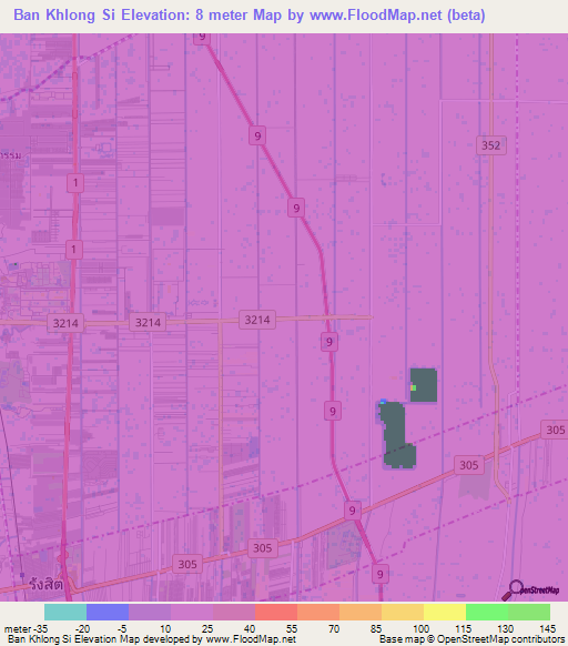 Ban Khlong Si,Thailand Elevation Map