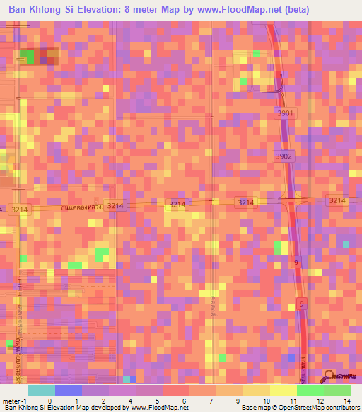 Ban Khlong Si,Thailand Elevation Map