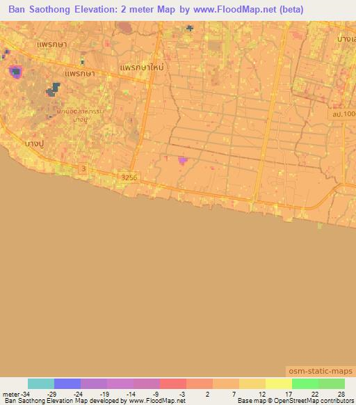 Ban Saothong,Thailand Elevation Map