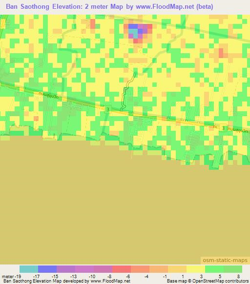 Ban Saothong,Thailand Elevation Map