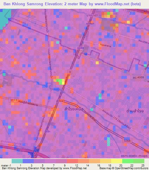 Ban Khlong Samrong,Thailand Elevation Map