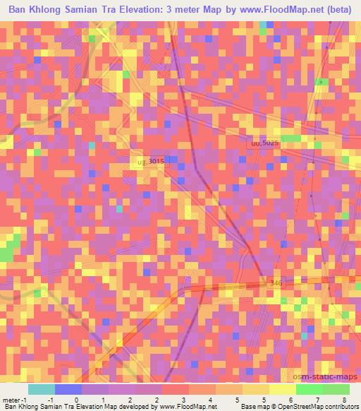 Ban Khlong Samian Tra,Thailand Elevation Map