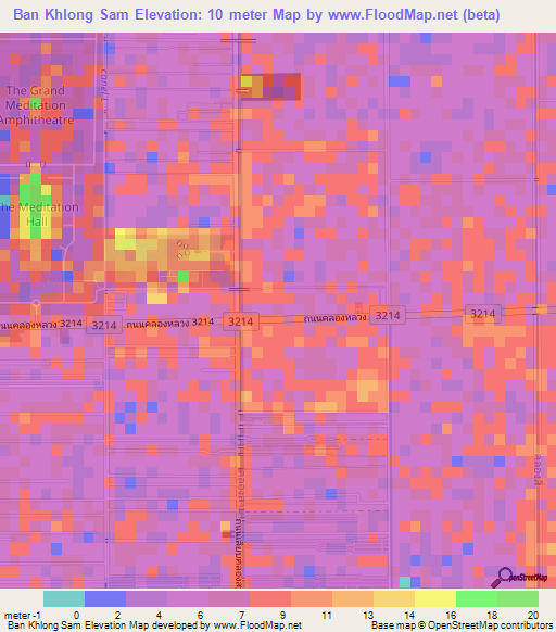 Ban Khlong Sam,Thailand Elevation Map