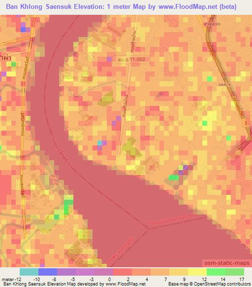 Ban Khlong Saensuk,Thailand Elevation Map