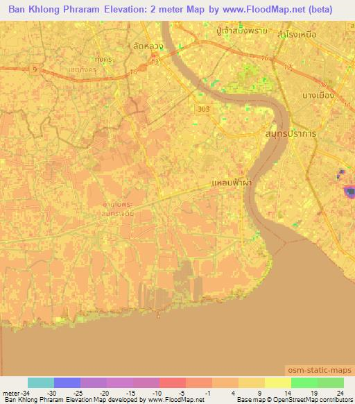 Ban Khlong Phraram,Thailand Elevation Map