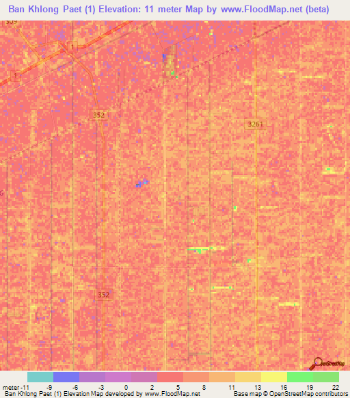 Ban Khlong Paet (1),Thailand Elevation Map