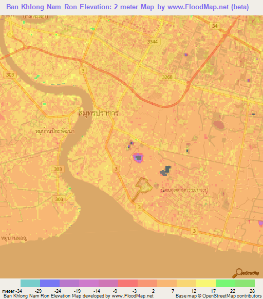 Ban Khlong Nam Ron,Thailand Elevation Map
