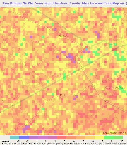 Ban Khlong Na Wat Suan Som,Thailand Elevation Map
