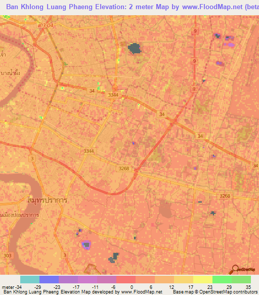 Ban Khlong Luang Phaeng,Thailand Elevation Map
