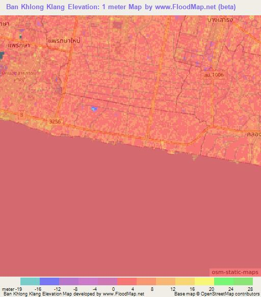 Ban Khlong Klang,Thailand Elevation Map
