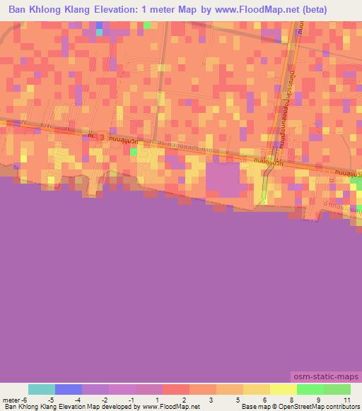 Ban Khlong Klang,Thailand Elevation Map